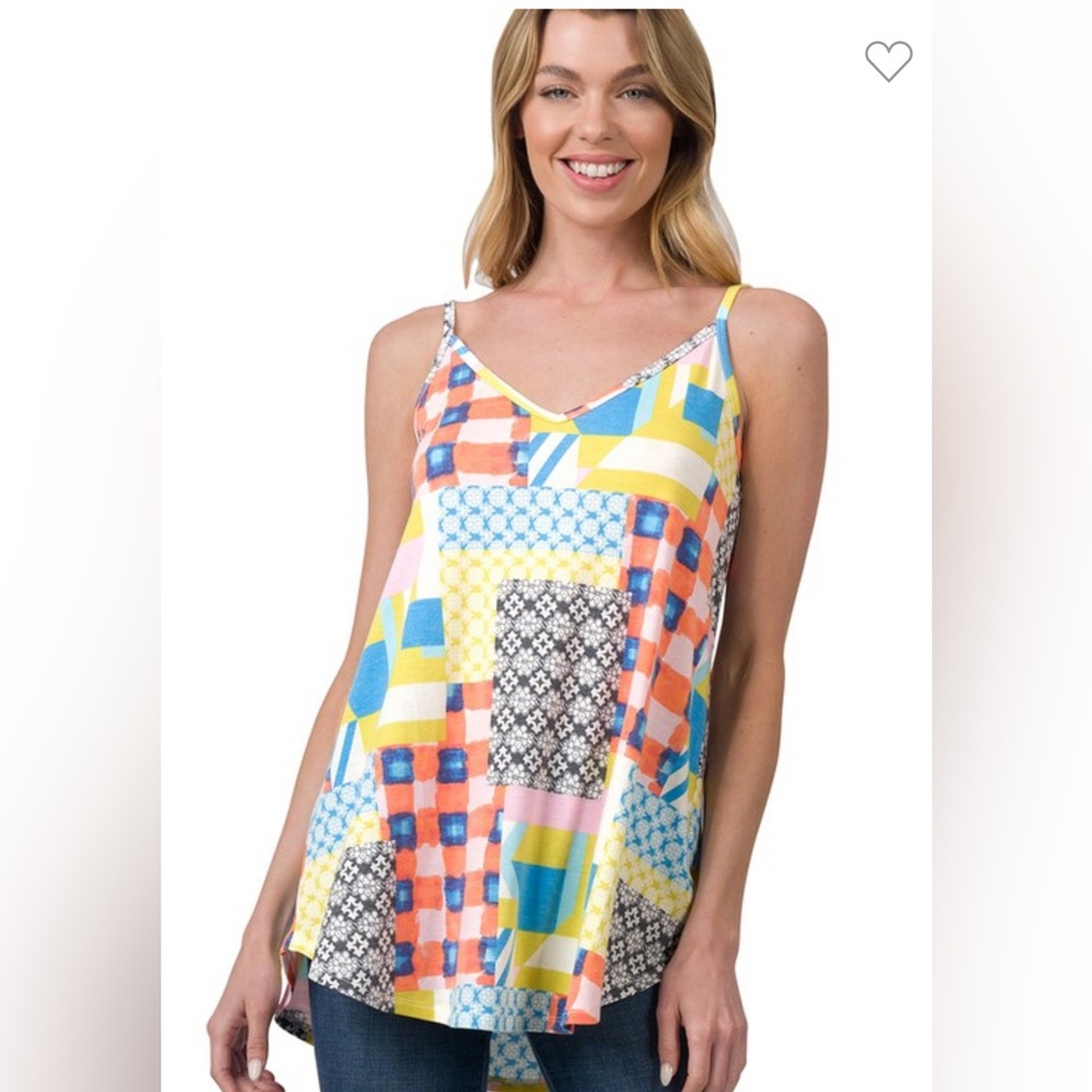 Patchwork Print Cami Tank Top